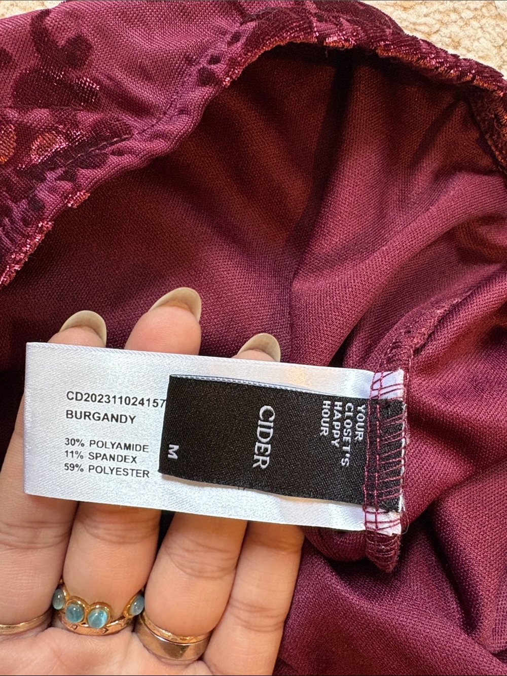 Cider Burgundy Velvet Burnout Maxi Skirt - Picture 3 of 4
